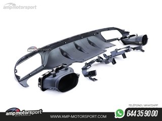 DIFUSOR TRASERO NEGRO MATE CON COLAS CROMADAS PARA MERCEDES CLASE E W213