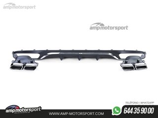 DIFUSOR TRASERO NEGRO MATE CON COLAS CROMADAS PARA MERCEDES CLASE E W213
