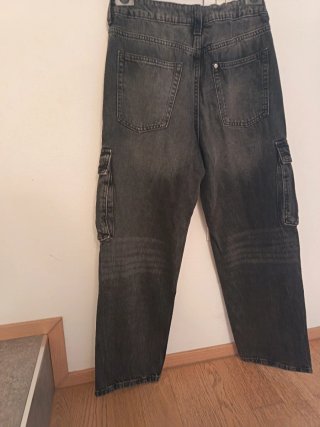 Jeans Cargo H&M Grigio Scuro/Nero