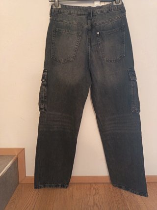 Jeans Cargo H&M Grigio Scuro/Nero