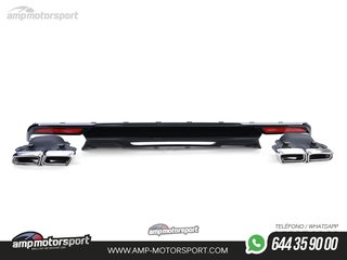 DIFUSOR TRASERO NEGRO BRILLO CON COLAS CROMADAS PARA MERCEDES CLASE S W222