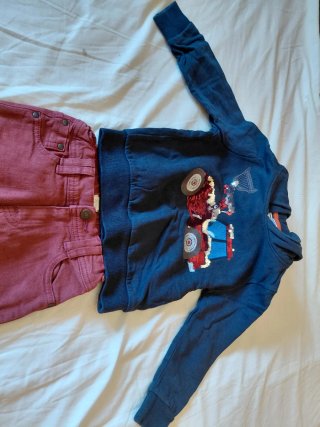 Set Felpa con Trattore e Jeans 110cm