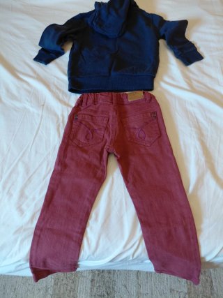 Set Felpa con Trattore e Jeans 110cm