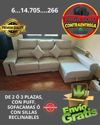 Sofá 2 y 3 plazas con puff