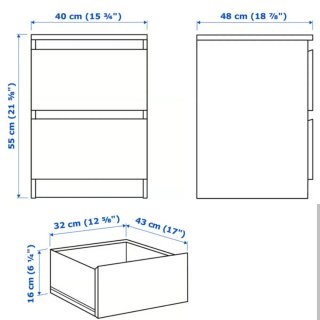 2 Mesitas de Noche Ikea Malm Blancas, con cristal