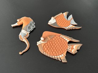 Set 3 Piatti da Parete Pesci Ceramica Vitor Lopes