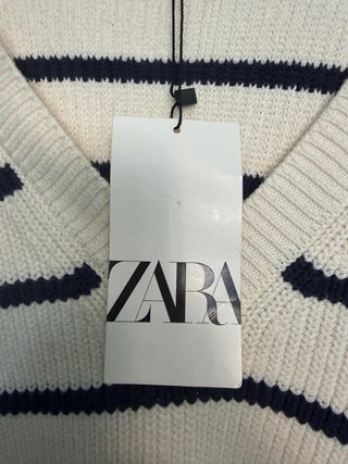Chaleco de punto Zara rayas beige XL