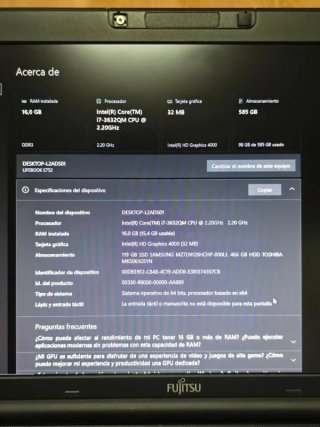 Fujitsu Lifebook E752 i7 16GB SSD+HDD