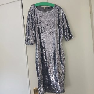 Vestido lentejuelas  negro/plata