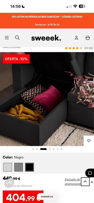 Sofá cama de 3 cuerpos, con baúl
