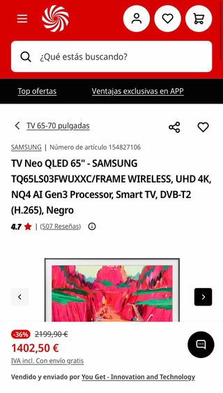 Samsung Neo QLED Mini LED TQ65LS03FWUXXC | NUEVA