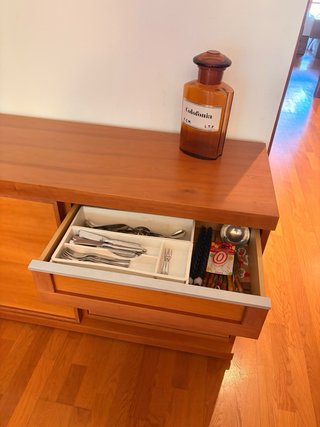 Mesa comedor extensible madera y metal y 8 sillas
