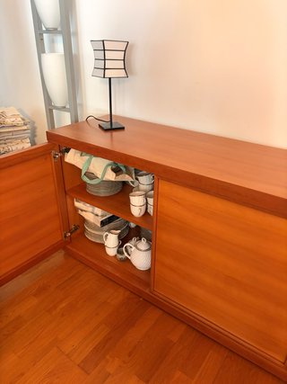 Mesa comedor extensible madera y metal y 8 sillas