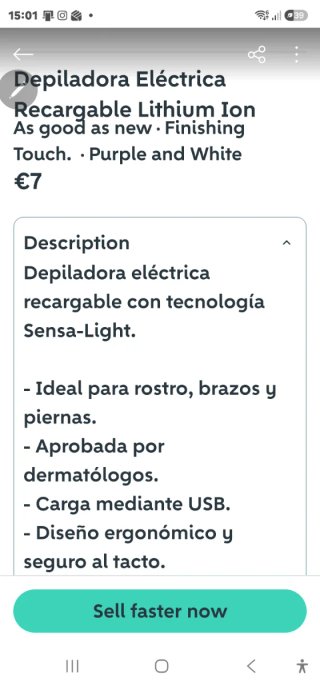 Depiladora Eléctrica Recargable Lithium Ion