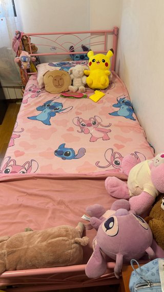 2 Cama individual rosa 90x200