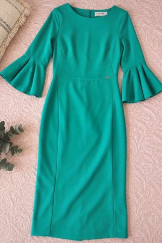Vestido Cuplé verde agua manga volante M