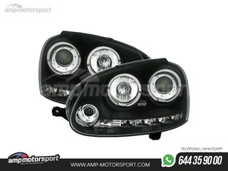 FAROS DELANTEROS OJOS DE ANGEL + LUZ DIURNA PARA VOLKSWAGEN GOLF / VARIANT / JETTA MK5