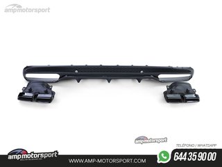 DIFUSOR TRASERO NEGRO MATE CON COLAS NEGRAS PARA MERCEDES CLASE C W205