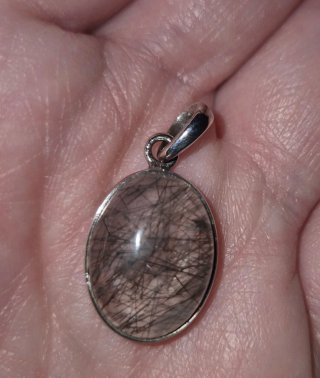 Colgante Plata Ley Cuarzo con Turmalina Negra