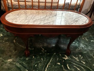 Mesa antigua madera y mármol