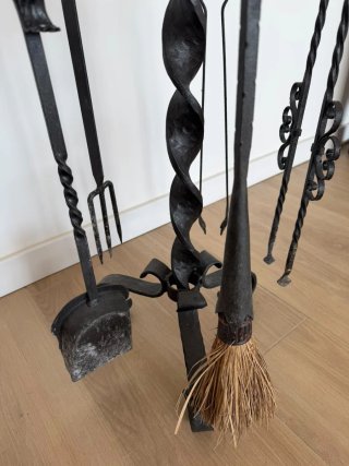 Juego Utensilios Chimenea Hierro Forja