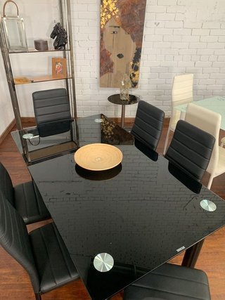 Mesa Comedor Negra + 4 Sillas