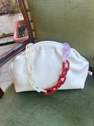 Borsa Nali bianca con tracolla colorata