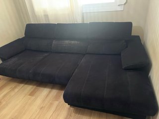 Sofá Chaise Longue Negro Antiarañazos