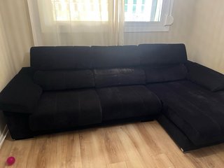 Sofá Chaise Longue Negro Antiarañazos
