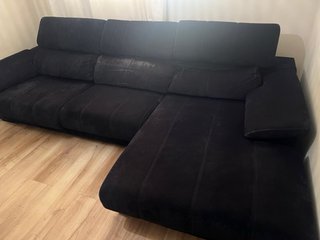 Sofá Chaise Longue Negro Antiarañazos