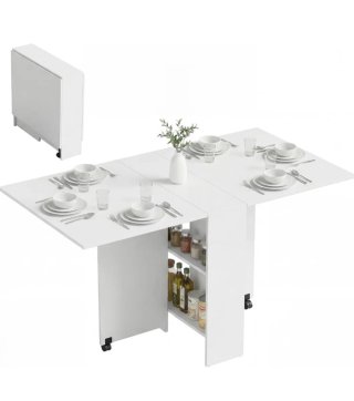 Mesa Comedor Plegable con Ruedas con estantes