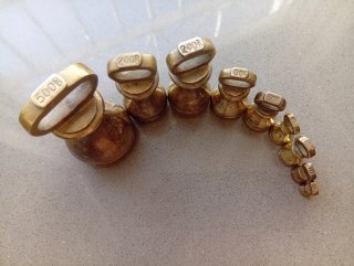 Juego 9 Pesas Inglesas Antiguas Bronce