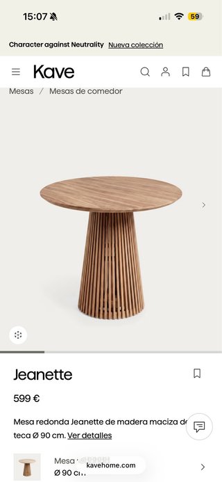 Mesa redonda madera maciza teca