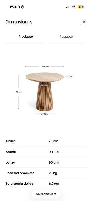 Mesa redonda madera maciza teca