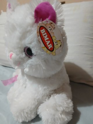 Peluche Gato Blanco y Rosa BIMAR