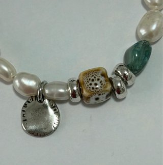 Pulsera Perlas Baño Plata Nueva