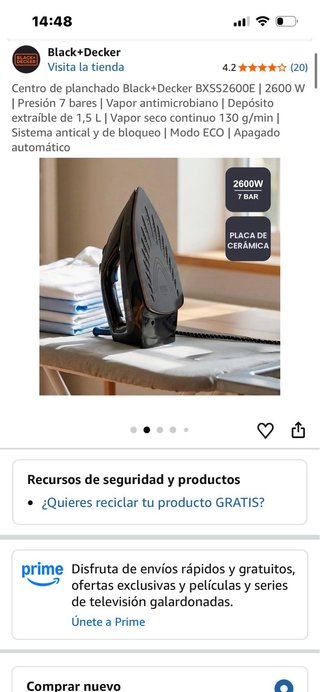 Centro de Planchado Black+Decker 2600W 7 Bar
