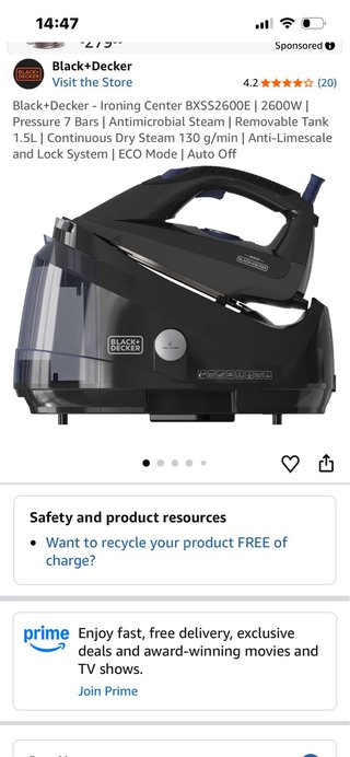 Centro de Planchado Black+Decker 2600W 7 Bar