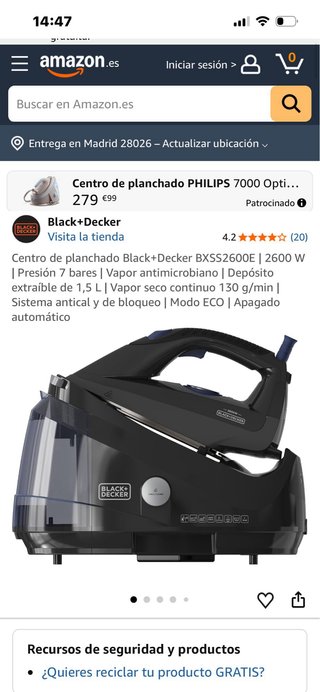 Centro de Planchado Black+Decker 2600W 7 Bar
