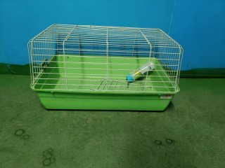 Jaula para mascotas verde y blanca
