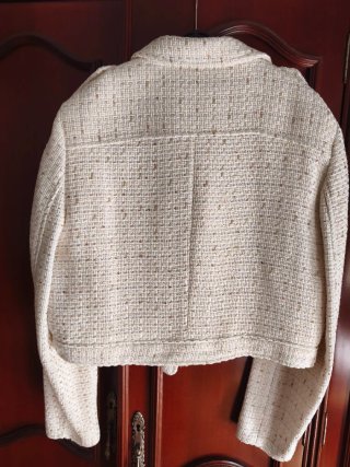 Chaqueta Biker Tweed Zara Beige y Dorado