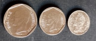 Lote 3 monedas Venezuela Bolívar Libertador