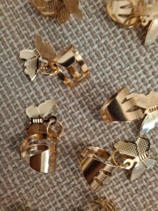 Anelli capelli/orecchini farfalla oro