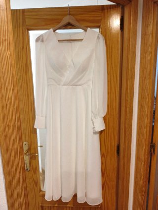 Vestido Novia Blanco Midi Talla L