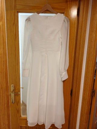 Vestido Novia Blanco Midi Talla L
