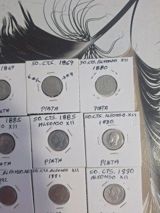 18 Monedas 50 cts Plata Alfonso XII y XIII s.c y s