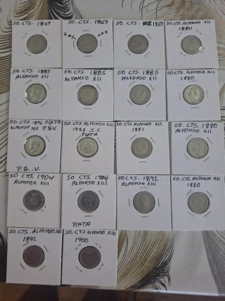 18 Monedas 50 cts Plata Alfonso XII y XIII s.c y s