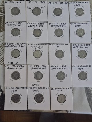 18 Monedas 50 cts Plata Alfonso XII y XIII s.c y s