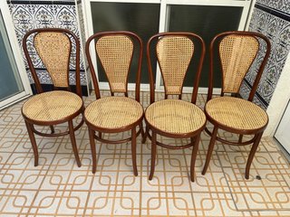 4 Sedie in Rattan Marrone Beige