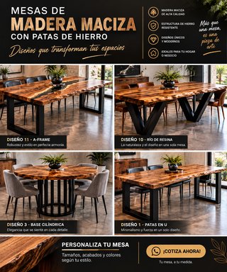 Mesa Madera Maciza y Metal